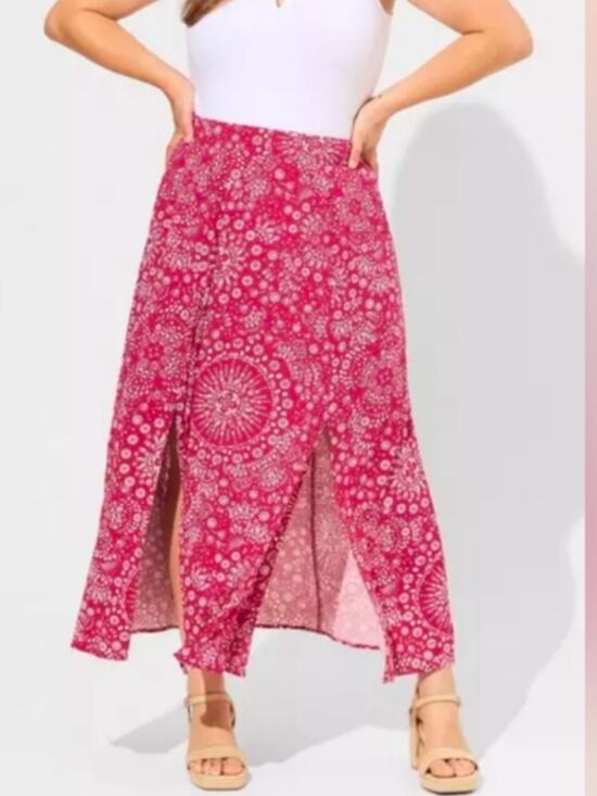 torrid Dresses & Skirts - Torrid Double Slit Maxi Skirt Pink Mandala Size 1X